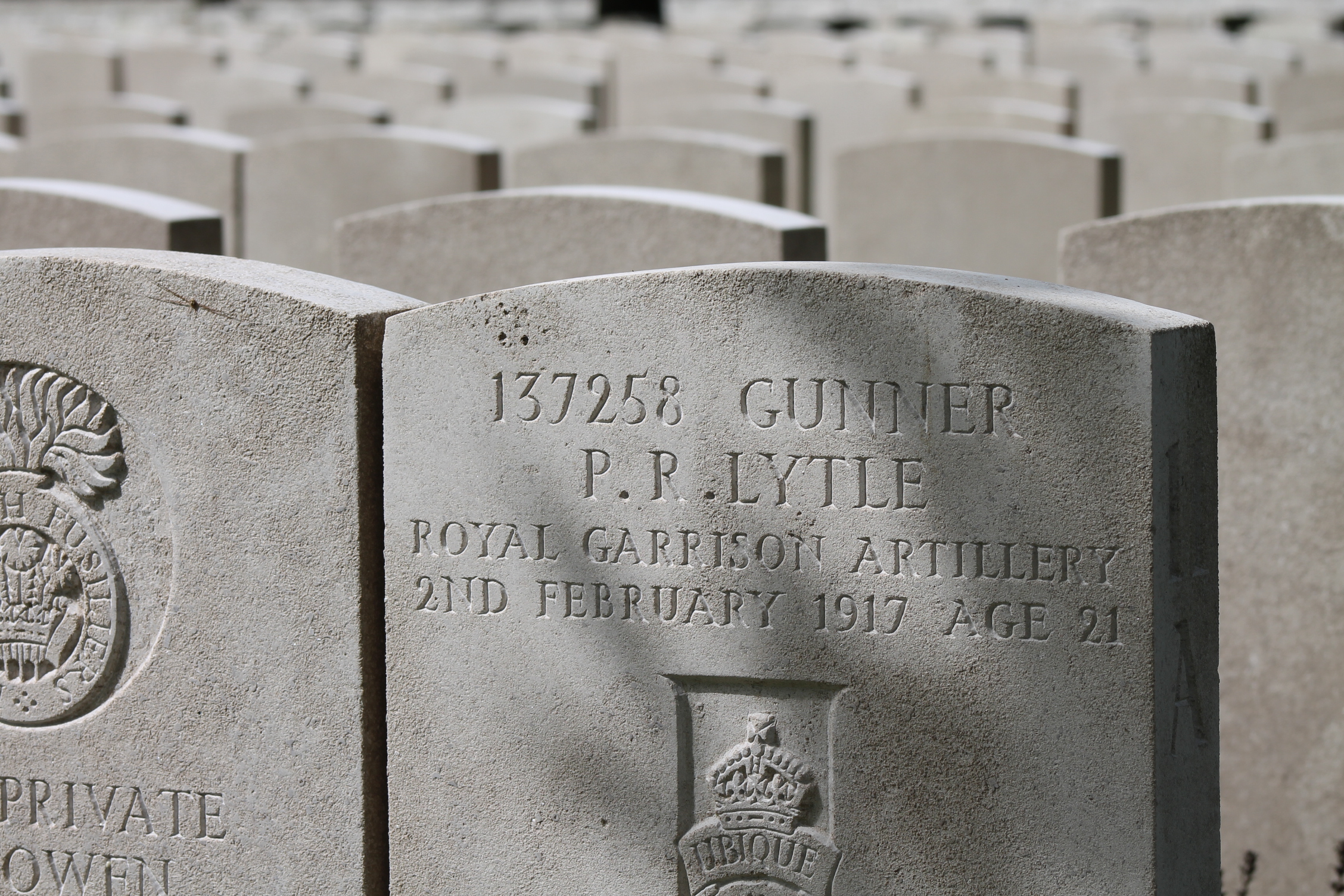 Thombstone of a fallen soldier on a cemetry near Ypres