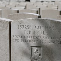 Thombstone of a fallen soldier on a cemetry near Ypres